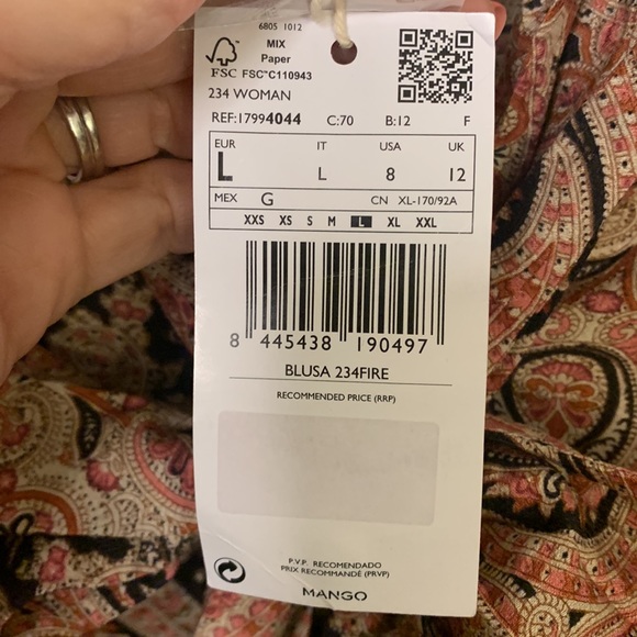 NWT MNG brand LONG SLEEVE BOUSE W/TIE - Picture 3 of 9